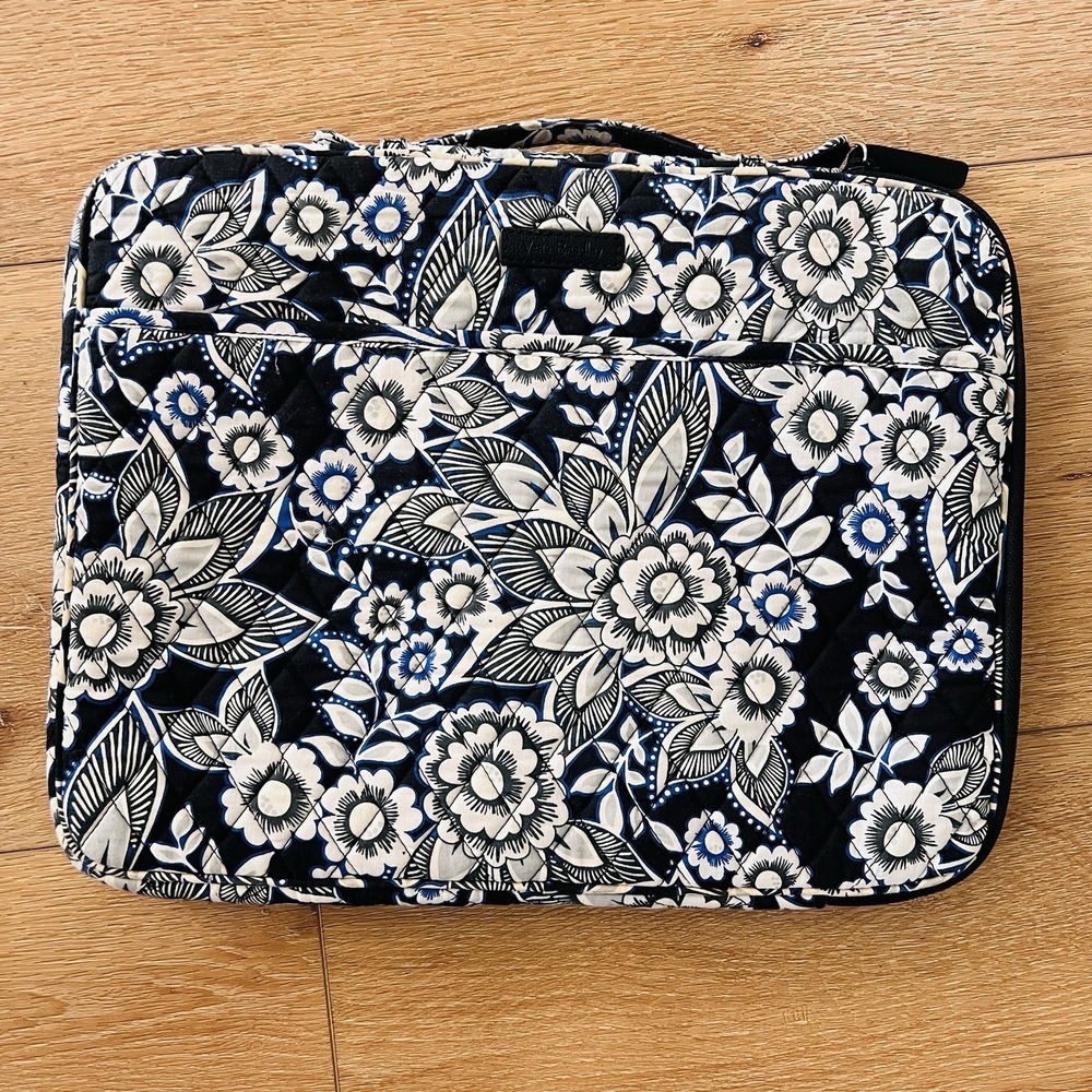 Vera Bradley Laptop Case Black White Floral Pattern NWOT